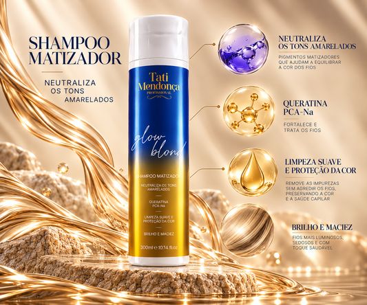 Shampoo Matizador Glow Blond – Neutralização dos Tons Amarelados 300 ml Tati Mendonça