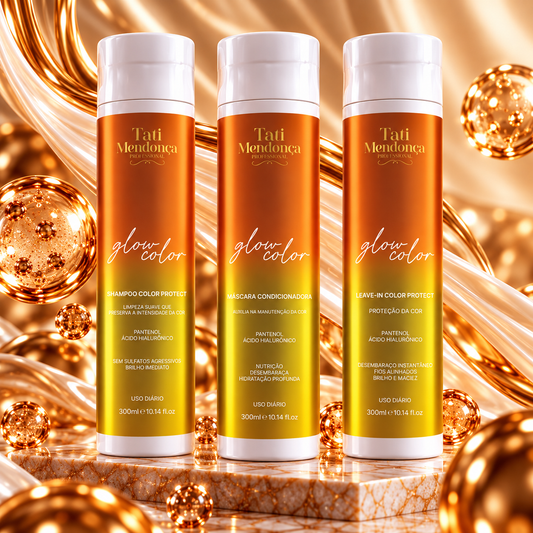 Kit Glow Color Tati Mendonça – Shampoo, Máscara Condicionadora e Leave-in Color Protect