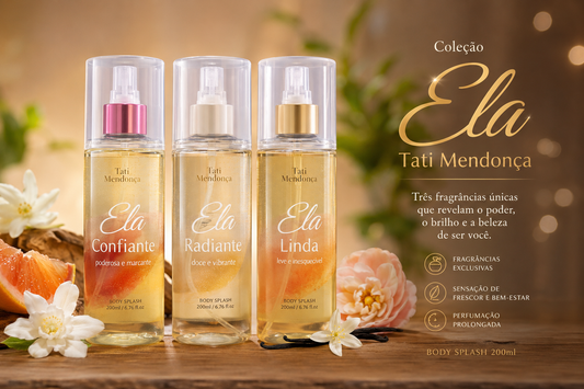 Coleção Ela Tati Mendonça Professional – Kit Completo com 3 Body Splash 200ml