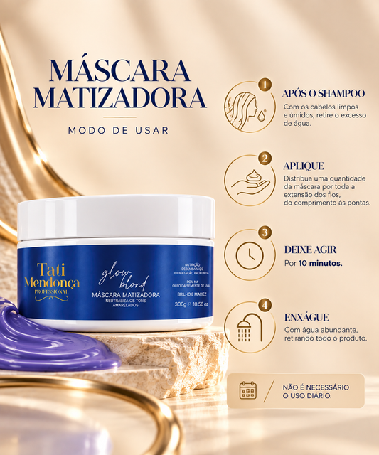 Máscara Matizadora Glow Blond – Neutralização dos Tons Amarelados, Nutrição e Hidratação Profunda 300 g