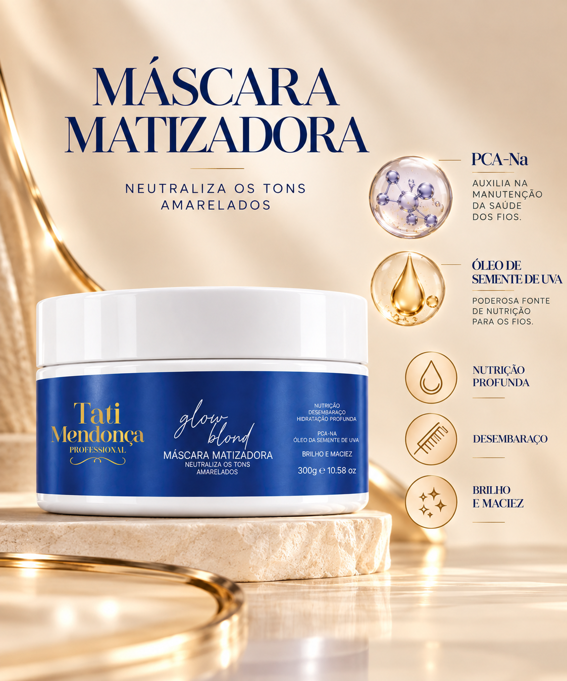 Kit Glow Blond – Shampoo + Máscara Matizadora para Neutralização dos Tons Amarelados
