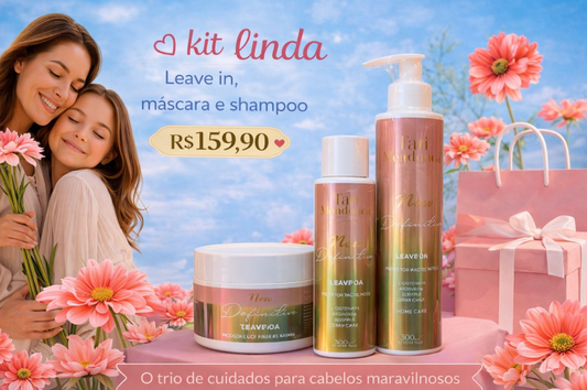Kit Linda DEFINITIVE/Kit Shampoo 300ml + Máscara250ml + Leave-in 300ml | Tati Mendonça