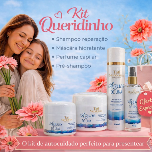 KIT Queridinho  AGUAS DE UNA proteína100g /shampoo300ml/máscara250g/perfume60ml