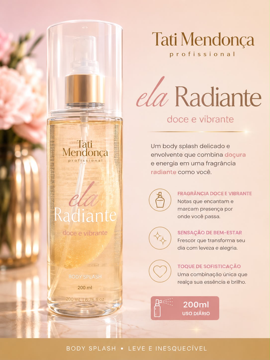 Body Splash Ela Radiante Tati Mendonça Professional 200ml – Doce e Vibrante
