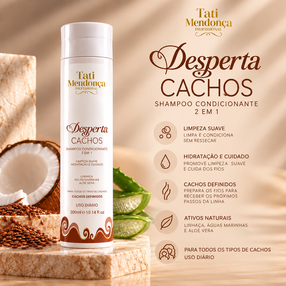 Shampoo Condicionante Desperta Cachos 2 em 1 – Limpeza Suave, Hidratação e Cuidado