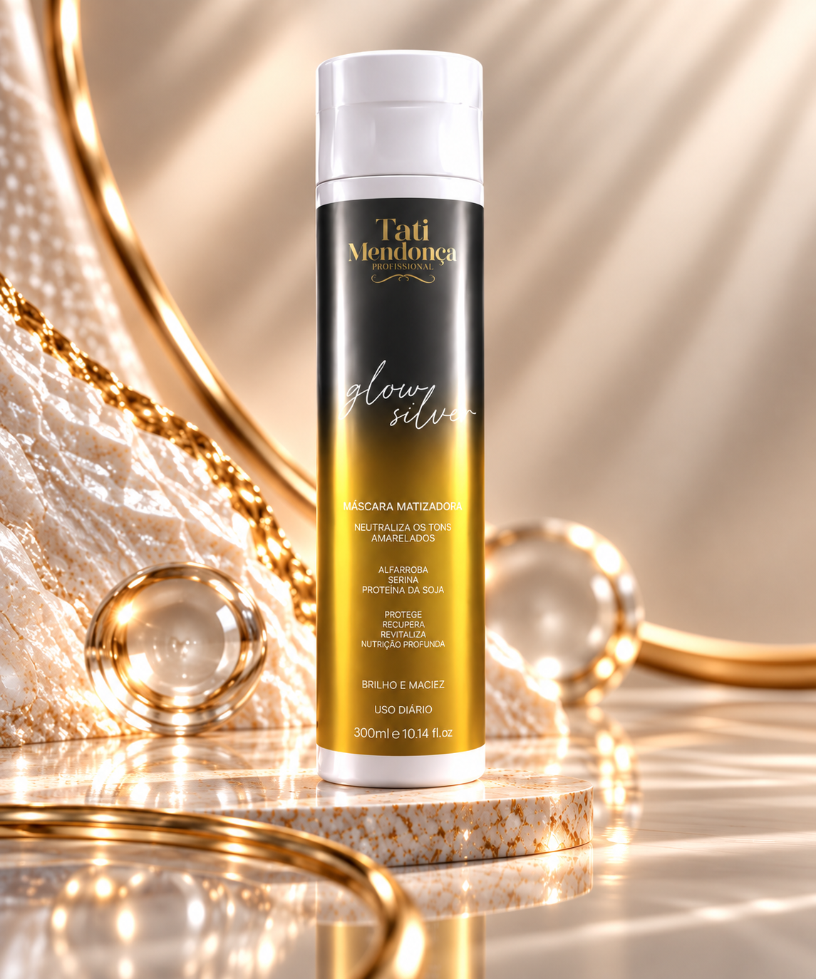 Máscara Matizadora Glow Silver – Neutralização dos Tons Amarelados, Nutrição e Brilho 300 ml